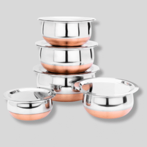 Set Of 5 Copper Bottom Stainless Steel Handi Set