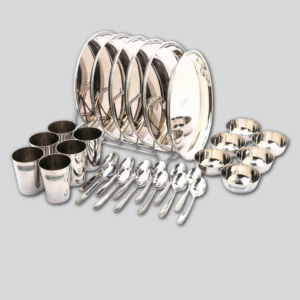 Stainless Steel Heavy Guage Mirror Finish Happy Dinner Set