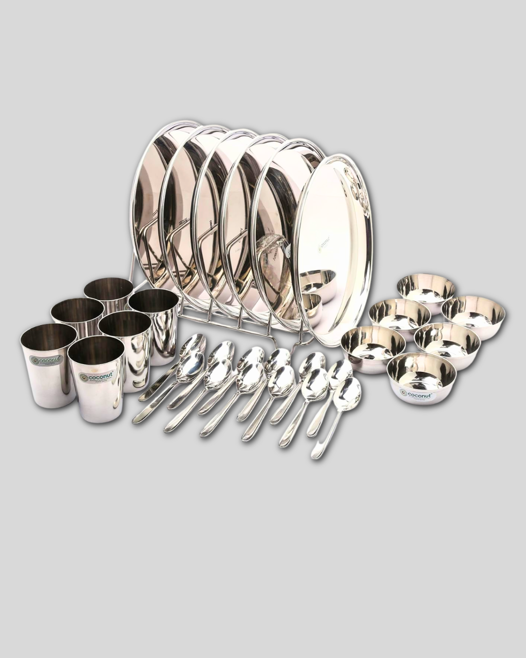 Stainless Steel Heavy Guage Mirror Finish Happy Dinner Set