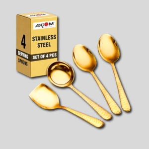 Stainless Steel Golden Serving Tools Set. 4 Piece Heavy Gauge